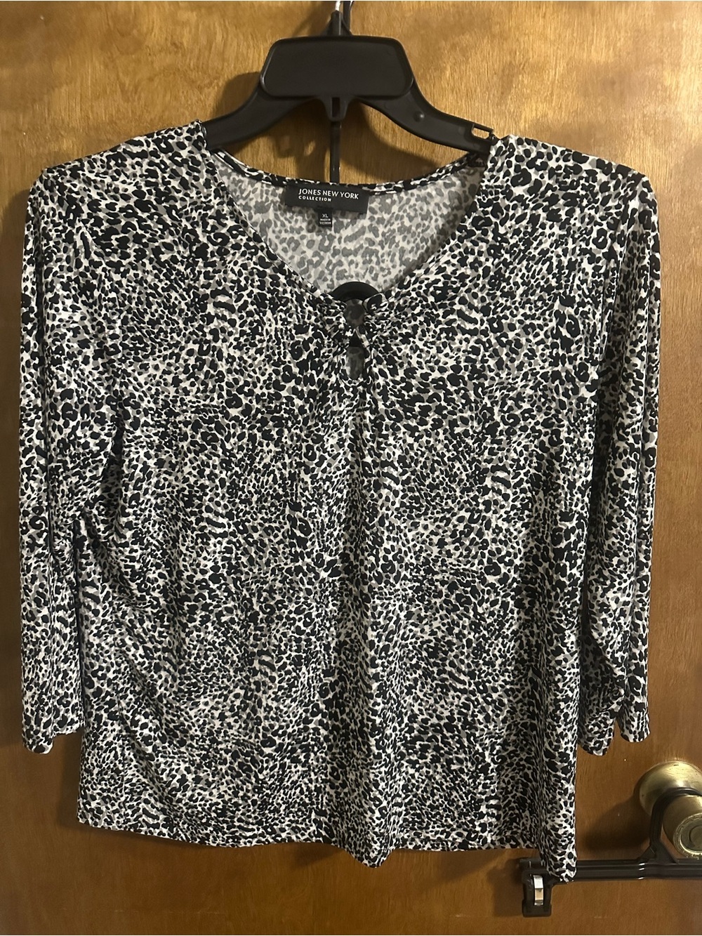 Jones New York Black and White Animal Print Blouse